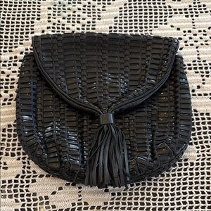 Ganson Black Woven Tassel Bag